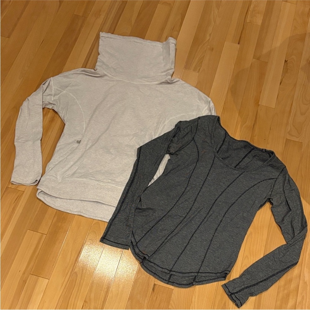Lululemon Rest Day Pullover -Dune & Between The Lines Long Sleeve Striped -size8